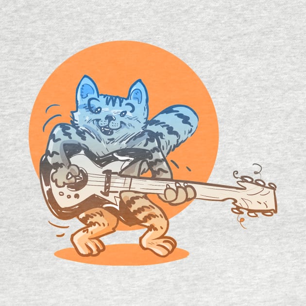 funny cat playing guitar cartoon by anticute